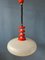 Space Age Pendant Lamp in Red with White Acrylic Glass Shade, 1970s 5