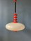 Space Age Pendant Lamp in Red with White Acrylic Glass Shade, 1970s 6