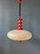 Space Age Pendant Lamp in Red with White Acrylic Glass Shade, 1970s, Image 6