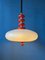 Space Age Pendant Lamp in Red with White Acrylic Glass Shade, 1970s 2