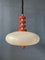 Space Age Pendant Lamp in Red with White Acrylic Glass Shade, 1970s 1