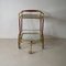 Brass and Wood Liquor Bottle Rack Cart with Glass Shelves, 1950s, Image 4