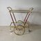 Brass and Wood Liquor Bottle Rack Cart with Glass Shelves, 1950s 2