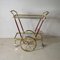 Brass and Wood Liquor Bottle Rack Cart with Glass Shelves, 1950s, Image 2