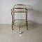 Brass and Wood Liquor Bottle Rack Cart with Glass Shelves, 1950s 5