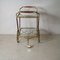 Brass and Wood Liquor Bottle Rack Cart with Glass Shelves, 1950s, Image 5