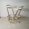 Brass and Wood Liquor Bottle Rack Cart with Glass Shelves, 1950s 1