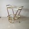 Brass and Wood Liquor Bottle Rack Cart with Glass Shelves, 1950s, Image 1