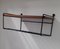 Small Mid-Century Minimalist Teak Wall Shelf with Black Wire Frame, 1960s 5