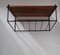 Small Mid-Century Minimalist Teak Wall Shelf with Black Wire Frame, 1960s, Image 4