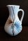 German White Glazed Ceramic Jug Vase with Flower Decor from Ceramano, 1960s 1