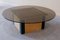 Brass and Rattan Table with Round Smoked Glass Top, 1970s 1