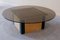 Tisch aus Messing & Rattan mit runder Tischplatte aus Rauchglas, 1970er 1