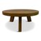 Round Brutalist Oak Coffee Table, 1960s 1