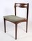 Rosewood and Green Fabric Dining Chairs, 1960s, Set of 6 2