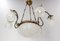 French Art Deco Chandelier in Frozen Glass and Brass, 1930 11