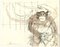 Mino Maccari, Gorilla, dibujo a lápiz y acuarela, años 70, Imagen 1