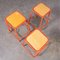 French Bright Red Laboratory Stools, 1970s, Set of 3 4