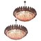 Pink Poliedri Murano Glass Chandeliers, 1990s, Set of 2, Image 1