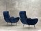 Mid-Century Blue Velvet Armchairs, 1960s, Set of 2 3