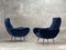 Fauteuils Mid-Century en Velours Bleu, 1960s, Set de 2 2