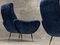 Mid-Century Blue Velvet Armchairs, 1960s, Set of 2, Image 7