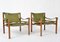 Rosewood Green Leather Sirocco Safari Chairs by Arne Norell Ab, Sweden, 1964, Set of 2 2