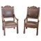 Late 19th Century Carved Walnut Throne Chairs, Set of 2 1