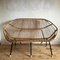 Italian 60s Vintage 2 Seater Wicker Love Seat, 1960s 2