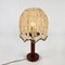 Tischlampe mit Gestell aus Eichenholz & Lampenschirm aus Makramee, 1960er 2
