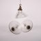 Abgewinkelte Vintage Holophane Glas Deckenlampe mit Messing Galerien 8