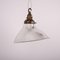 Abgewinkelte Vintage Holophane Glas Deckenlampe mit Messing Galerien 3