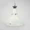 Grande Lampe à Suspension Industrielle en Émail Blanc avec Col Ventilé par Benjamin Electric 1