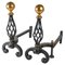 Wrought Iron Andirons, 1940s, Set of 2 1