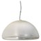 Lámpara de araña italiana moderna con forma de cúpula de metal y vidrio acrílico blanco atribuida a Guzzini, años 70, Imagen 1