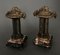 Art Deco Cassolettes in Bronze on Marble Support Base, 1930s, Set of 2 1