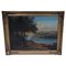 Artista romántico, paisaje de río, siglo XIX, pintura al óleo, enmarcado, Imagen 1