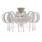 Murano Glass Ceiling Light in Pure Crystal Color with Handmade Leaves and Drops, Italy, 1990s 1