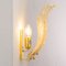 Große Wandlampen mit 3 bernsteinfarbenen Muranoglas-Blättern und goldener Struktur, Italien 7