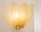 Large Wall Lights with 3 Murano Glass Amber Color Leaves and Gold Structure, Italy 2