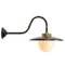 Vintage Industrial Black Enamel, Brass and White Opaline Wall Light, Image 2