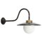 Vintage Industrial Black Enamel, Brass and White Opaline Wall Light, Image 3