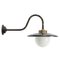 Vintage Industrial Black Enamel, Brass and White Opaline Wall Light, Image 1