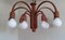 Vintage German 10-Flame Ceiling Lamp with Curved Teak Frame from Domus, 1970s 2