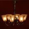 Art Deco Deckenlampe mit 6 Armen und Tulpenschirmen aus Opalglas von Petitot, 1930er 9
