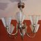 Art Deco Ceiling Light with 6 Arms and Opaline Glass Tulip Shades from Petitot, 1930s 2