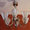 Lampada da soffitto Art Déco con sei braccia e paralumi in vetro opalino di Petitot, anni '30, Immagine 2