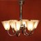 Art Deco Ceiling Light with 6 Arms and Opaline Glass Tulip Shades from Petitot, 1930s 4