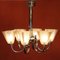 Art Deco Ceiling Light with 6 Arms and Opaline Glass Tulip Shades from Petitot, 1930s, Image 4