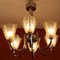 Art Deco Deckenlampe mit 6 Armen und Tulpenschirmen aus Opalglas von Petitot, 1930er 3
